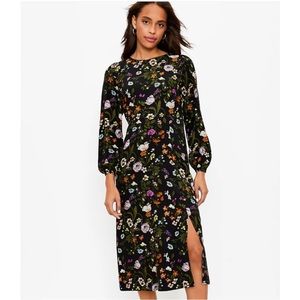 LOFT Floral Slit MIDI Dress, Size 8 NWT